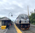 Now it is NJT Train # 4725s turn to pick up passengers at Bay Head Station-I board this and take it one stop away to Point Pleasant Beach Station